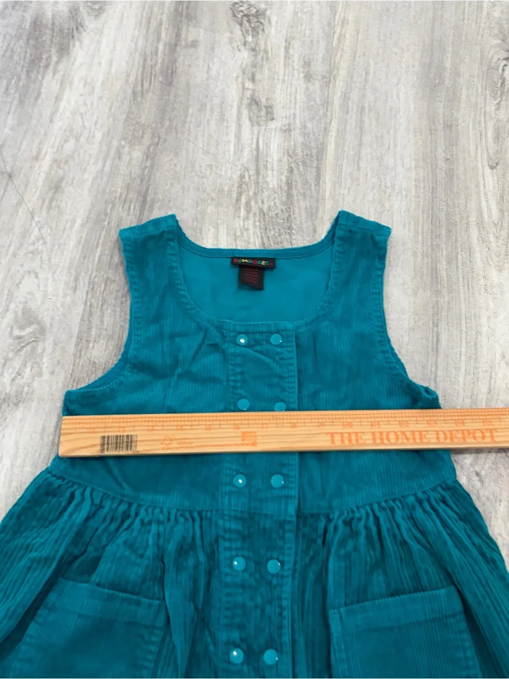 VTG Gymboree Rainbow Tag Teal Corduroy Dress Cottage Prairie Girls 6/7 80s 90s
